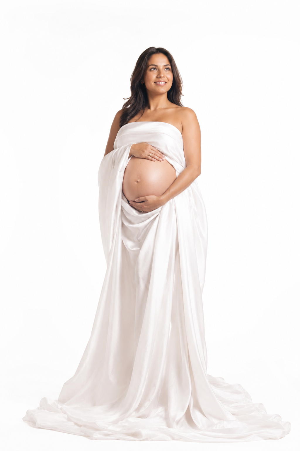 Referência de ensaio gestante com mãos na barriga